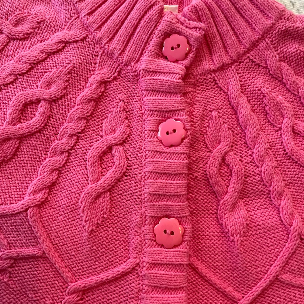 Gymboree Bright Pink Button-Up‎ Cardigan, short sleeve, crew neck, size M 7/8 - Picture 6 of 9